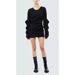 NWT RtA Indya Ruched Back Zip Dress Black Size XS Goth Witchy LBD Baddie Grunge